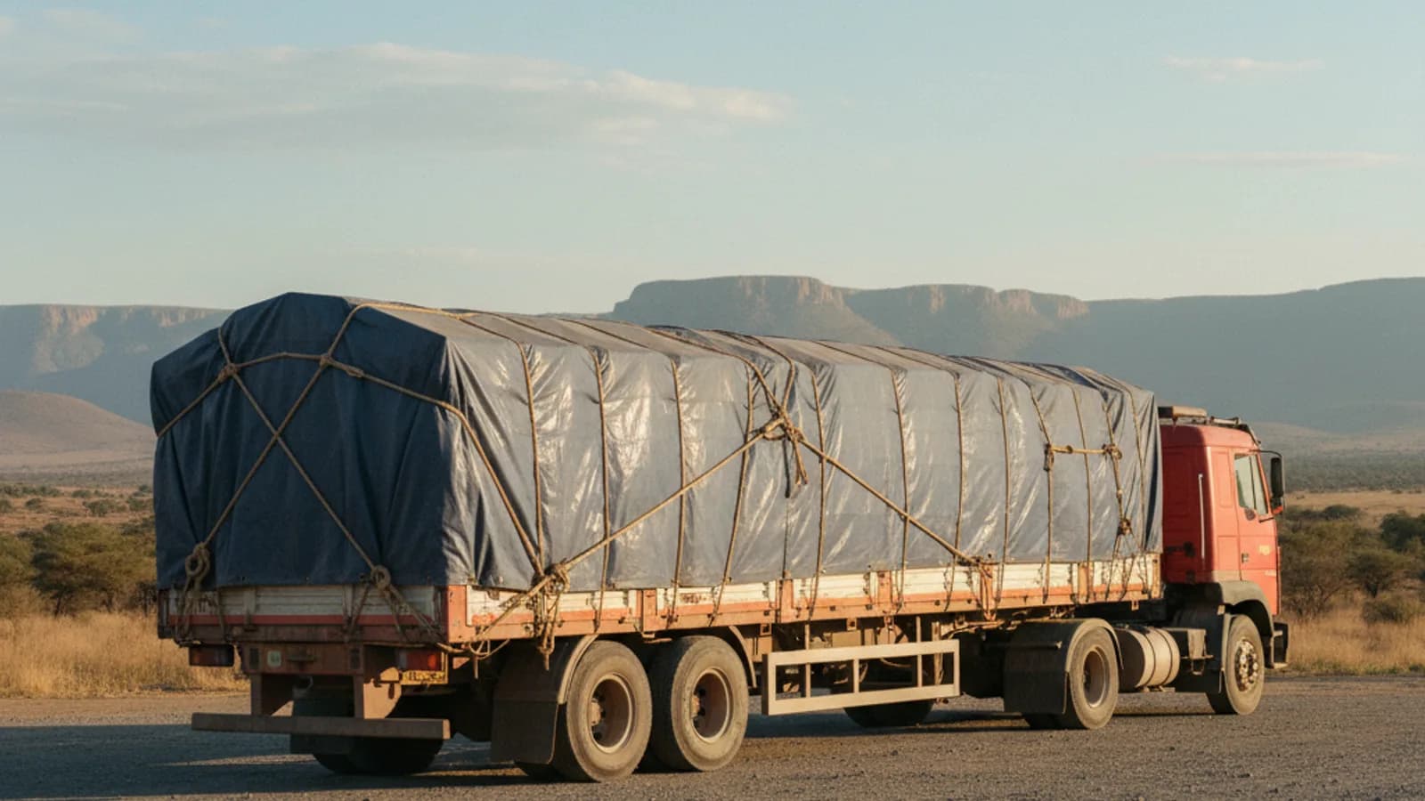 Minurphy truck tarp being fitted on a logistics trailer at the factory