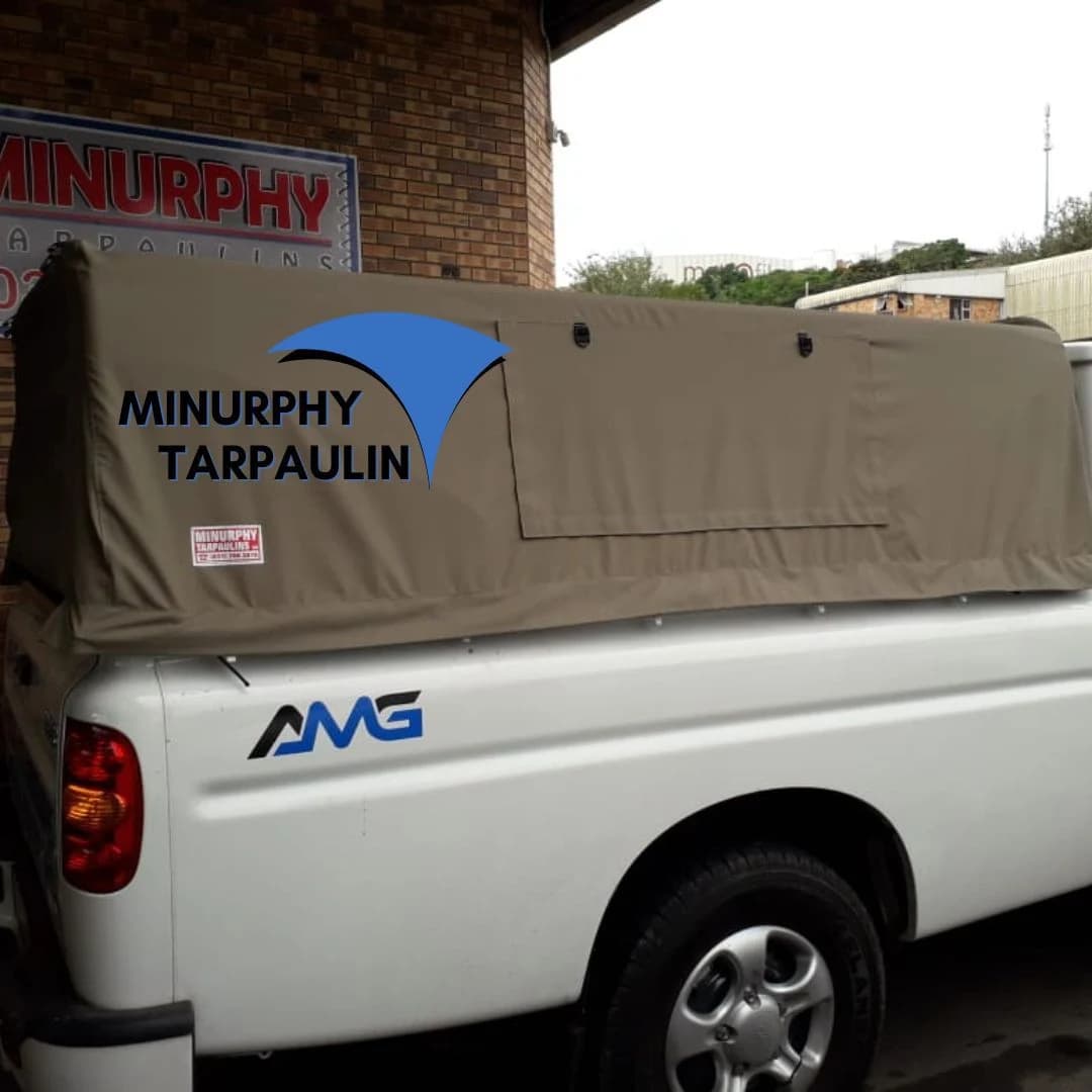 Hyundai bakkie fitted with a tan canvas canopy cover by Minurphy