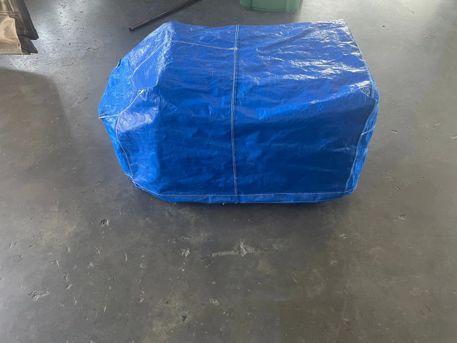 Smaller blue PVC equipment cover finished and ready for dispatch