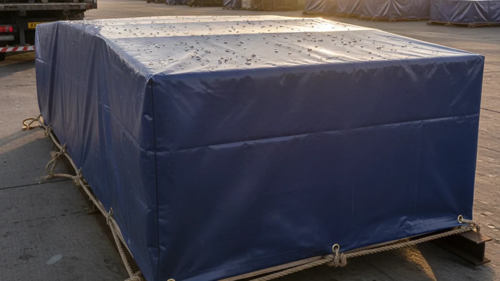 Heavy-duty PVC tarpaulin stretched over industrial equipment in Durban